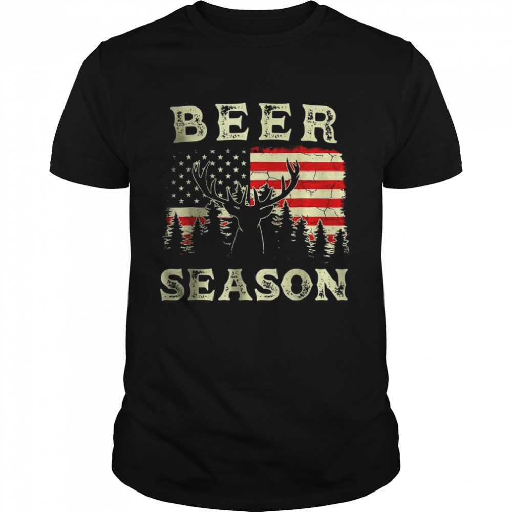 Beer Season US Flag Deer Hunting T-Shirt