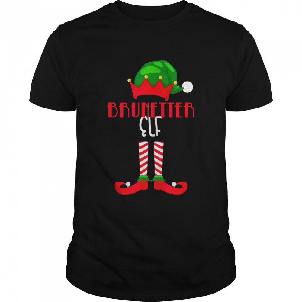 Brünetter Elf Weihnachten Weihnachtsmann Familie Shirt