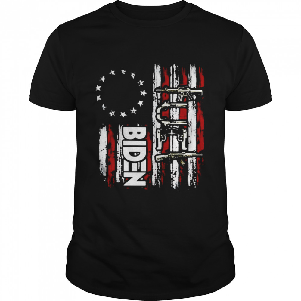 Guns American flag Fuck Biden shirt