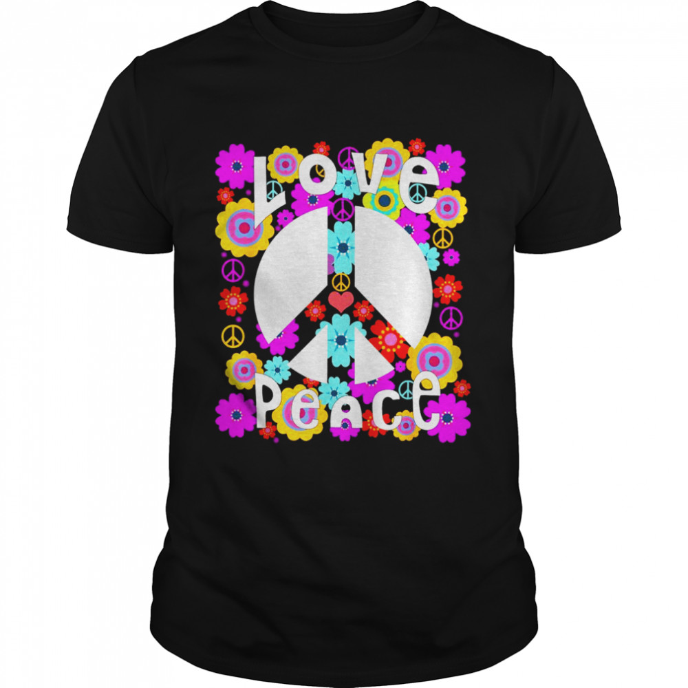 PEACE SIGN LOVE 60s 70s Tie Dye Hippie Costume Shirt