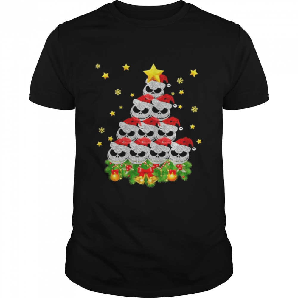 Santa Jack Skellington Diamond Tree Merry Christmas shirt