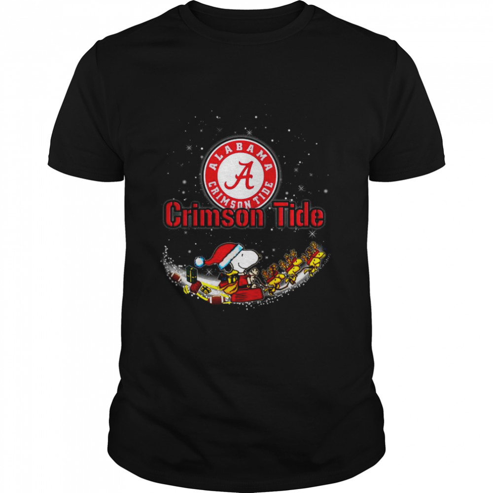 Santa Snoopy and Woodstock Alabama Crimson Tide 2021 Christmas shirt