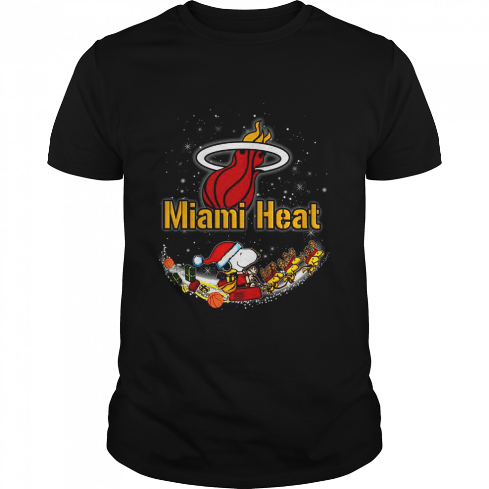 Santa Snoopy and Woodstock Miami Heat 2021 Christmas tshirt