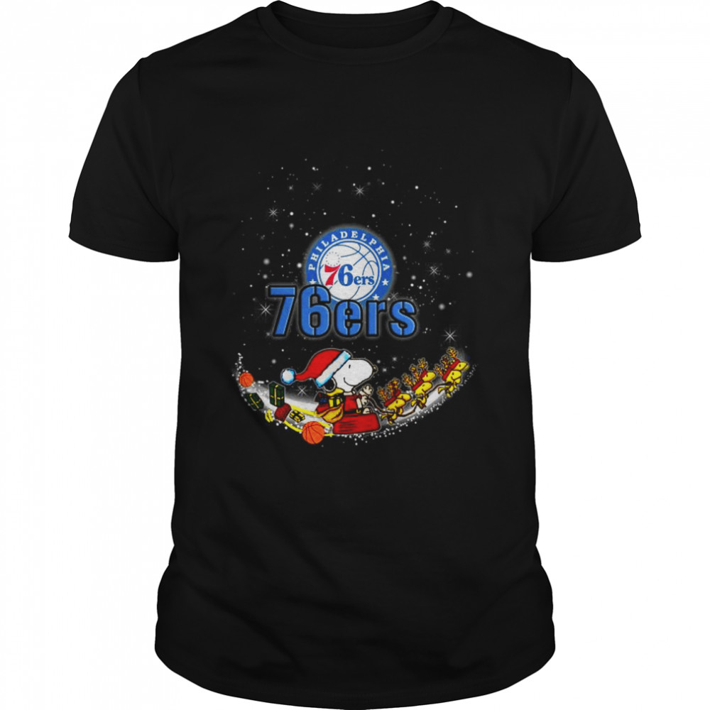 Santa Snoopy and Woodstock Philadelphia 76ers 2021 Christmas shirt