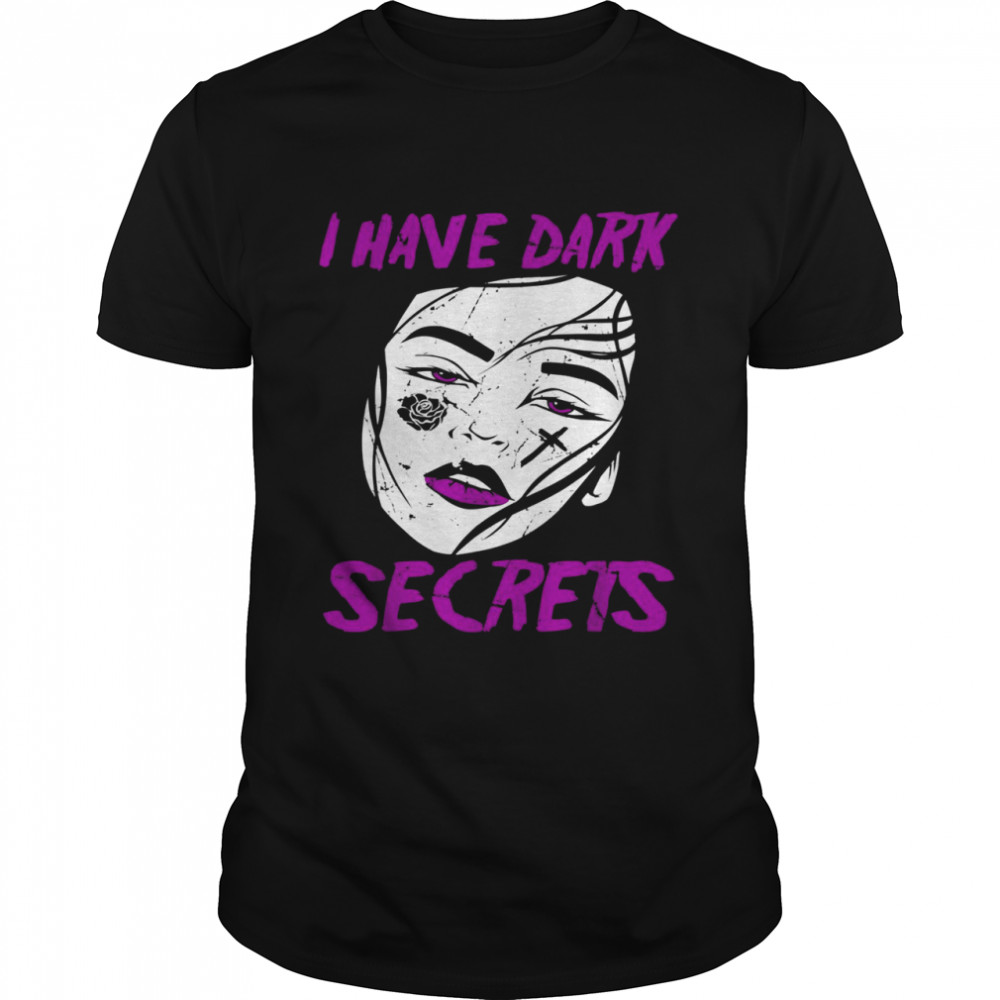 Womens Alt Aesthetics I Have Dark Secrets Rose Tattoo Emo T-shirt