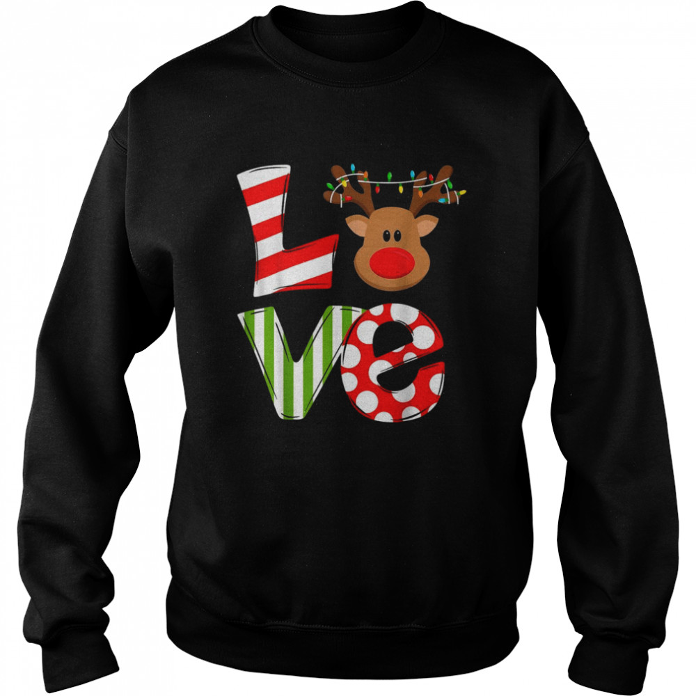 Love Reindeer Rudolph Merry Christmas Xmas Santa Noel  Unisex Sweatshirt