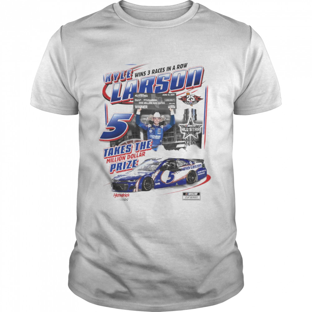 Men’s Kyle Larson Checkered Flag White 2021 NASCAR All-Star Race Win T-Shirt