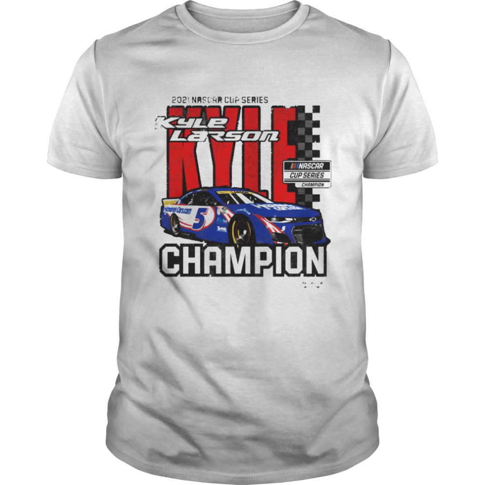 Official kyle larson hendrick motorsports team collection 2021 nascar cup series champion vintage car t-shirt