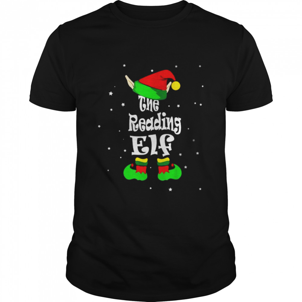 Reading elf costume book lover Christmas matching family shirt