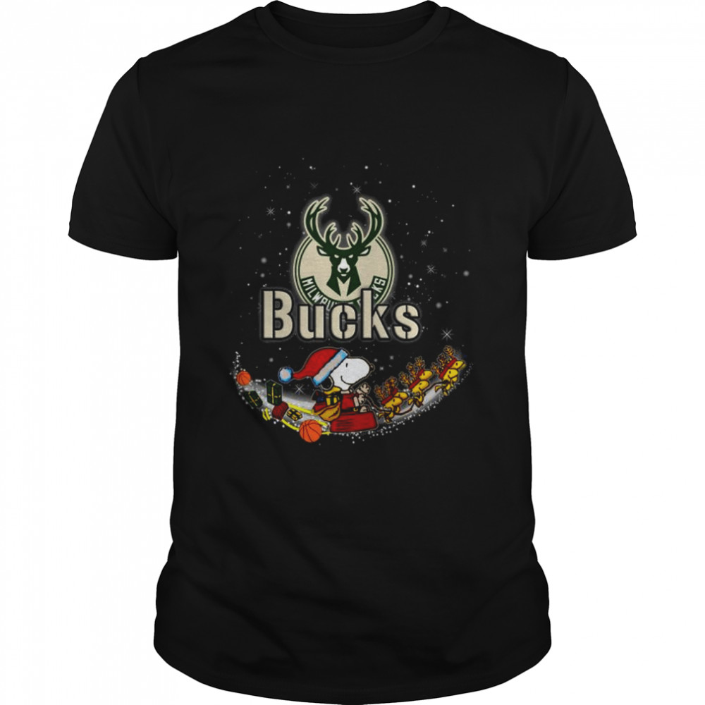 Santa Snoopy and Woodstock Milwaukee Bucks World Series 2021 champions Christmas shirt