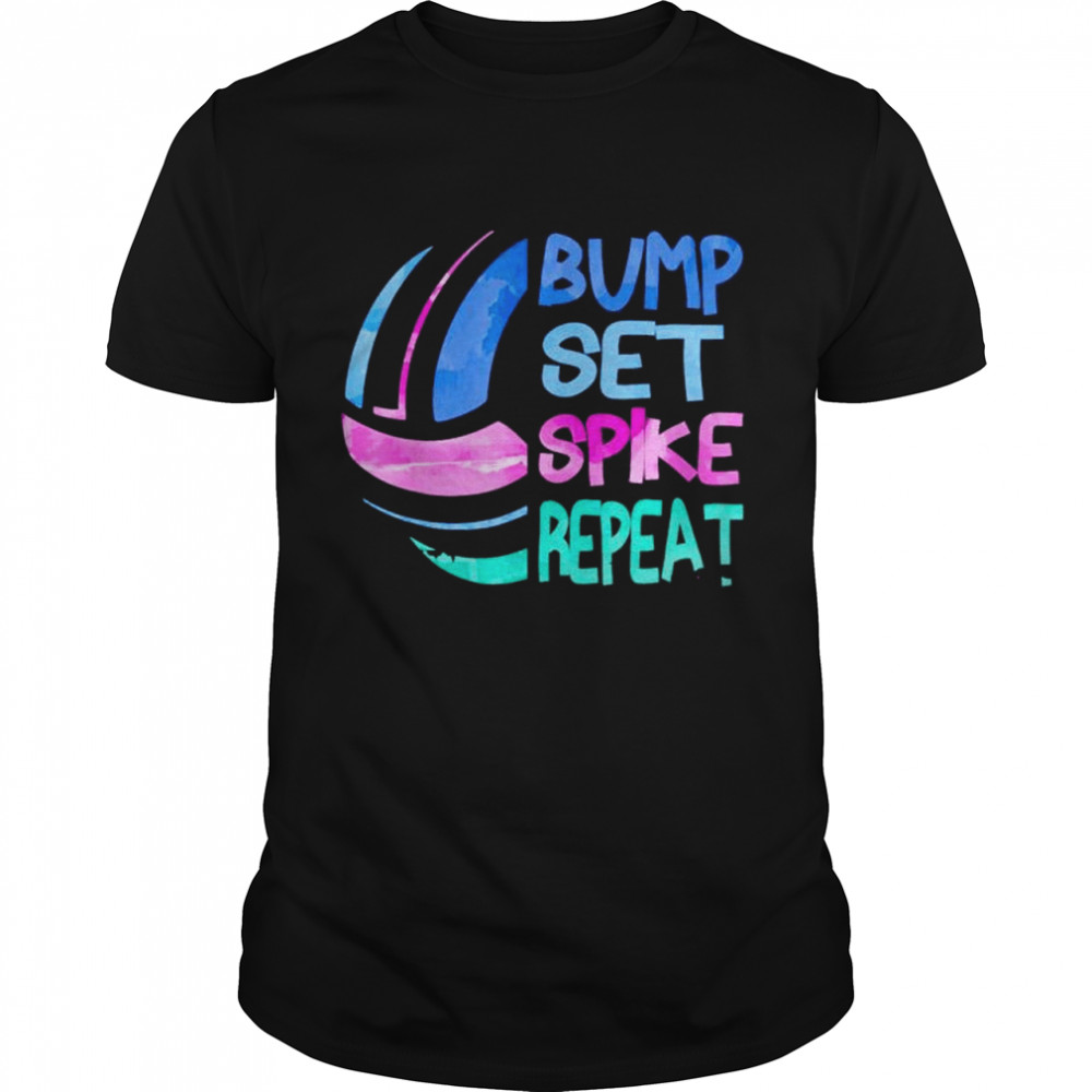 Volleyball bump set spike repeat blue purple shirt