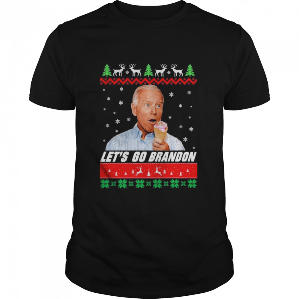 Biden eat Ice Cream meme Lets Go Brandon Ugly christmas shirt