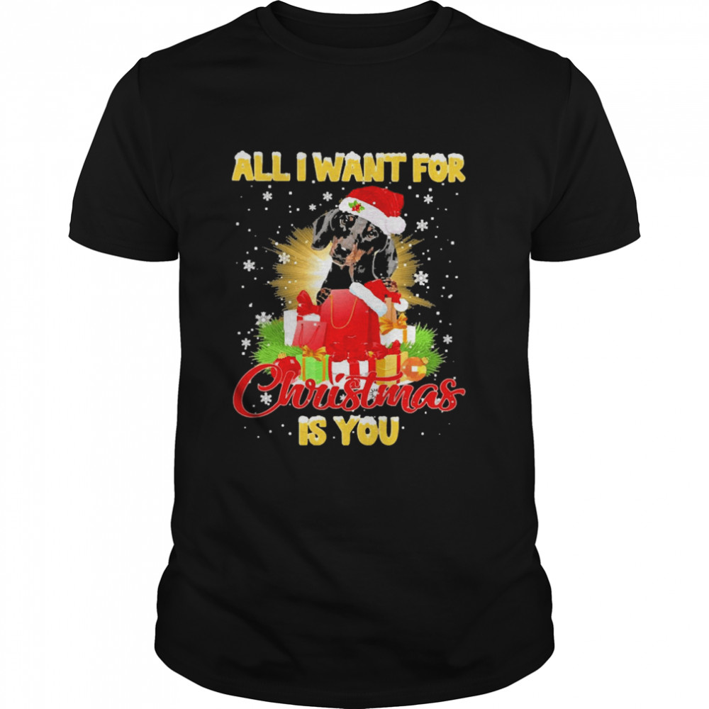 Black Dachshund All I Want For Christmas Is You Sweat T-shirt