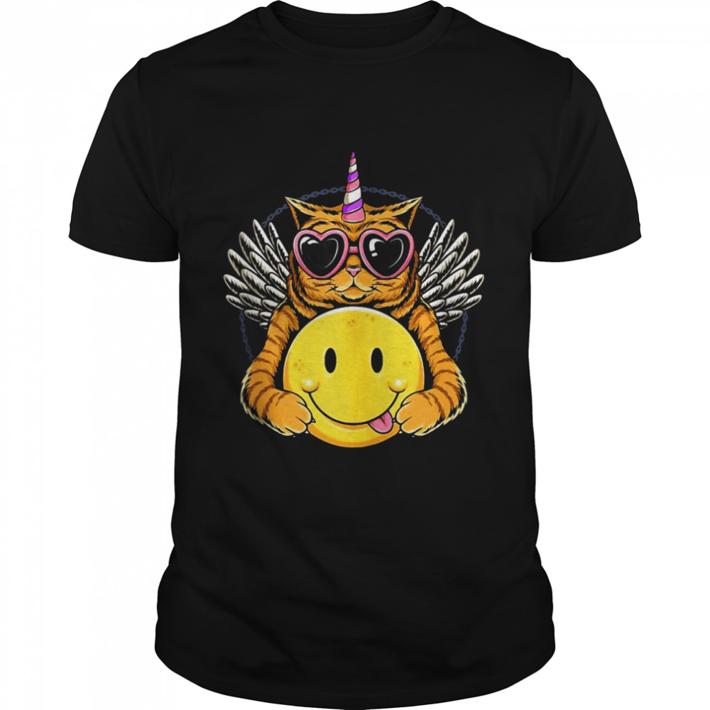 Cat Unicorn With Smiley Face T-shirt