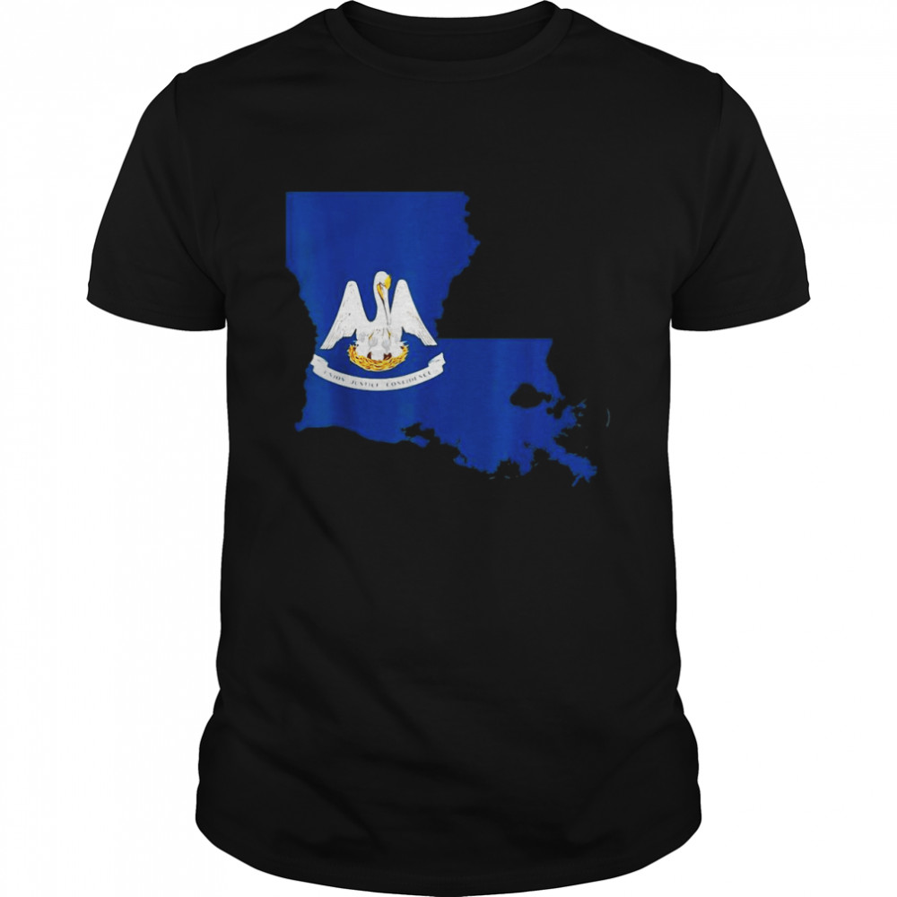 Louisiana Bundesstaat Flagge Innerhalb Der Karte Von Louisiana Usa T-shirt