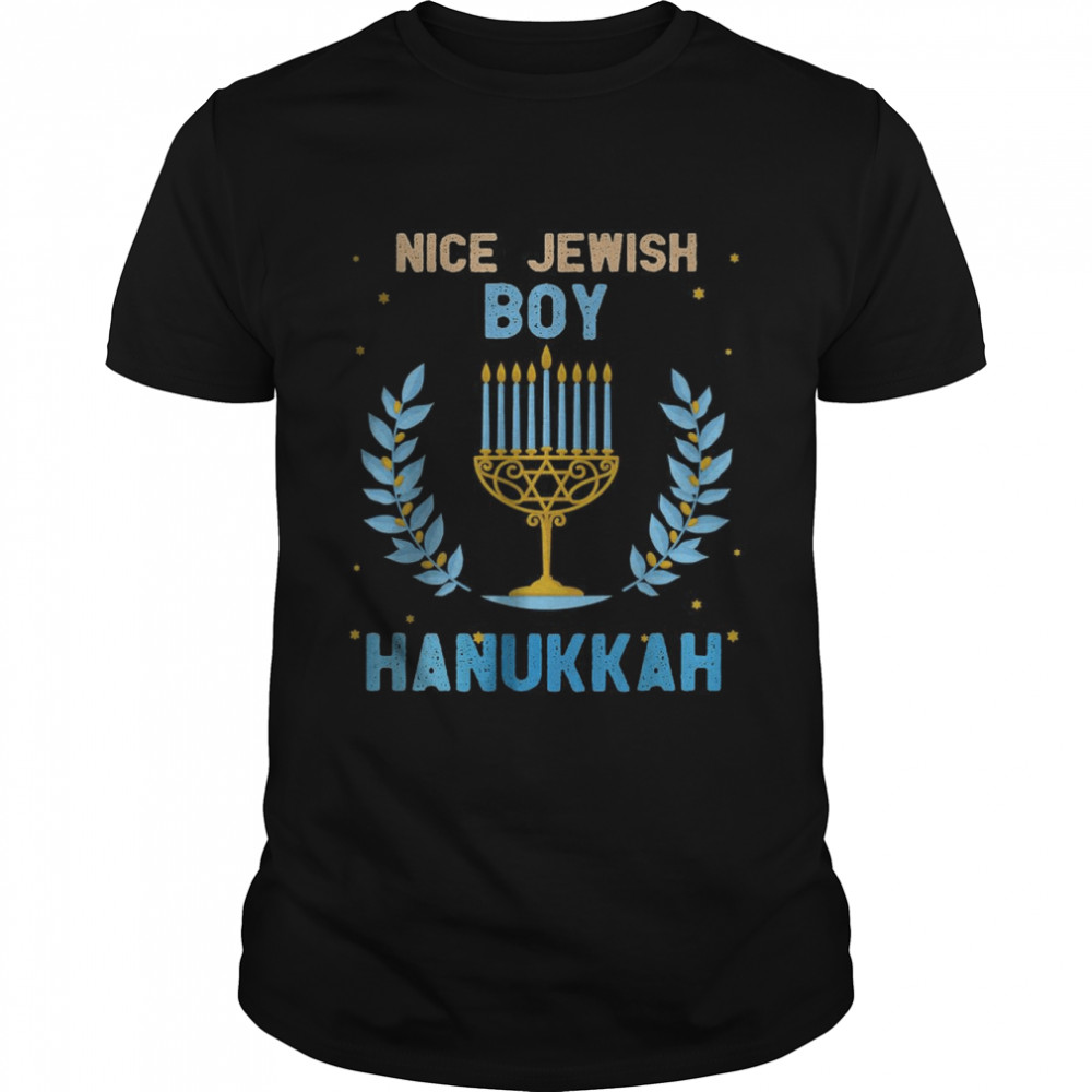 Nice Jewish Boy Hanukkah Menorah Nine Candles T-Shirt