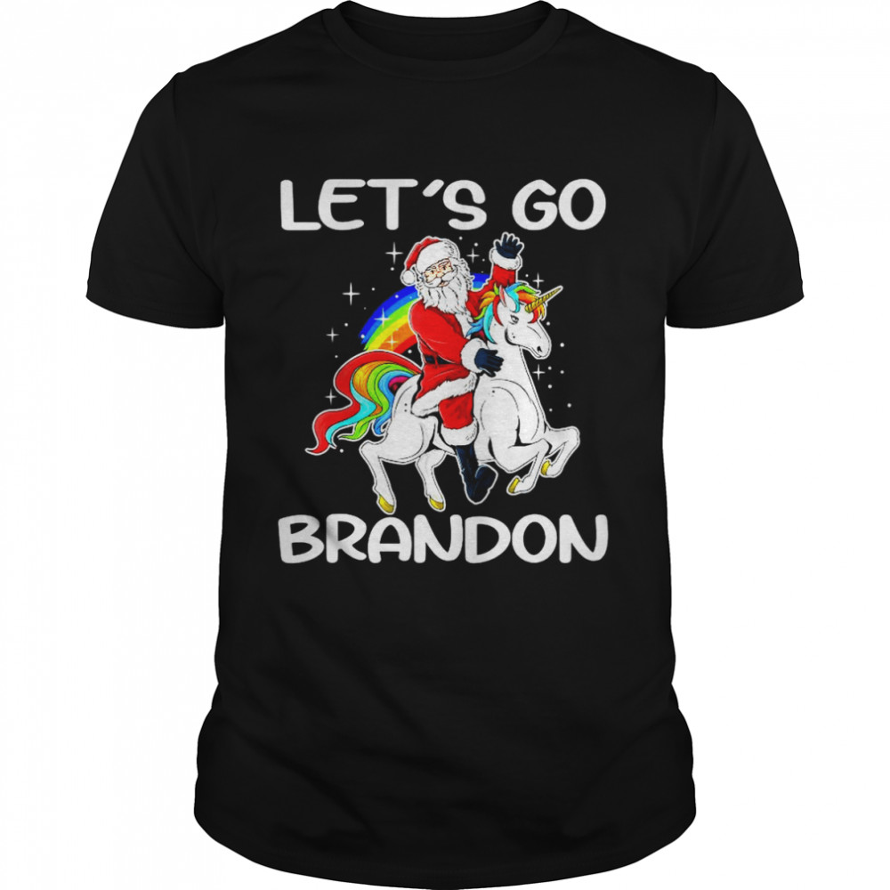 Santa Claus riding Unicorn let’s go brandon anti Biden Christmas shirt