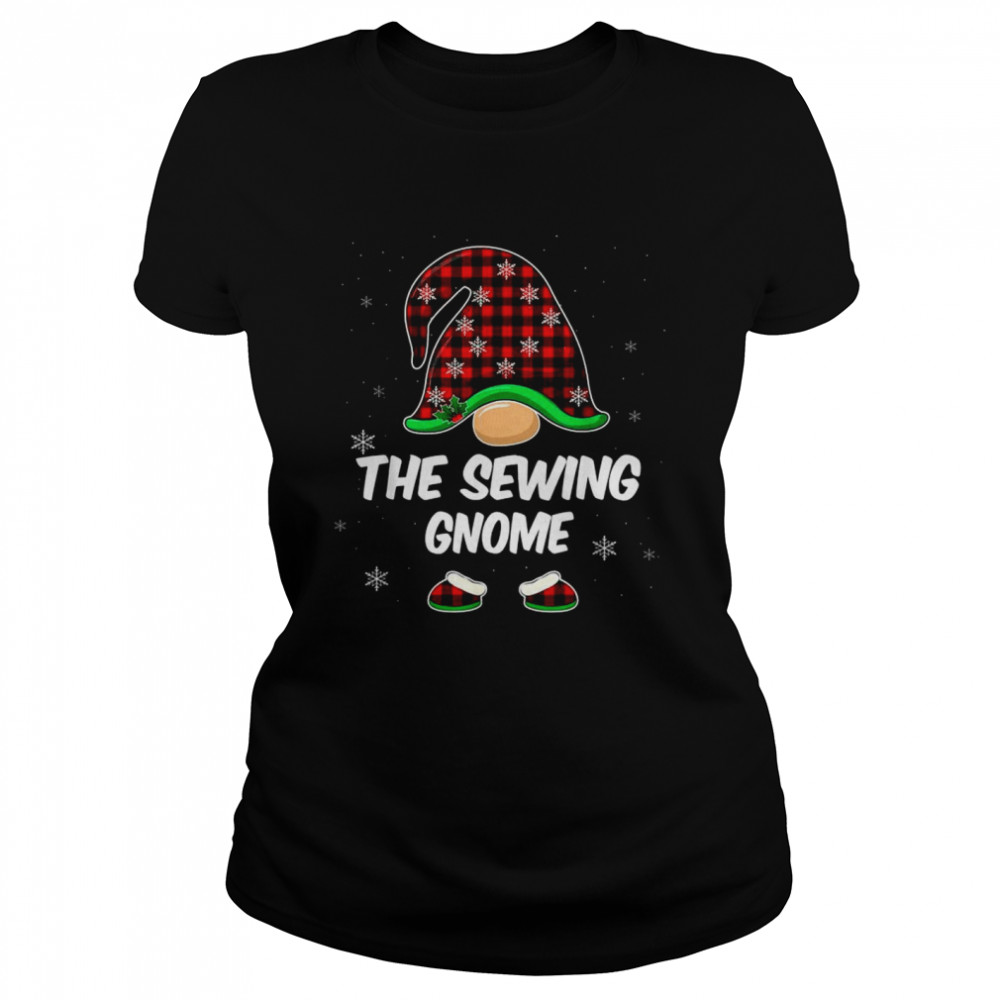 The Sewing Gnome Buffalo Plaid Matching Family Christmas shirt Classic Women's T-shirt