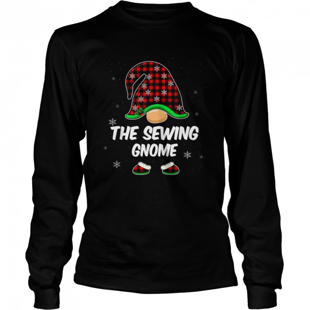 The Sewing Gnome Buffalo Plaid Matching Family Christmas shirt Long Sleeved T-shirt