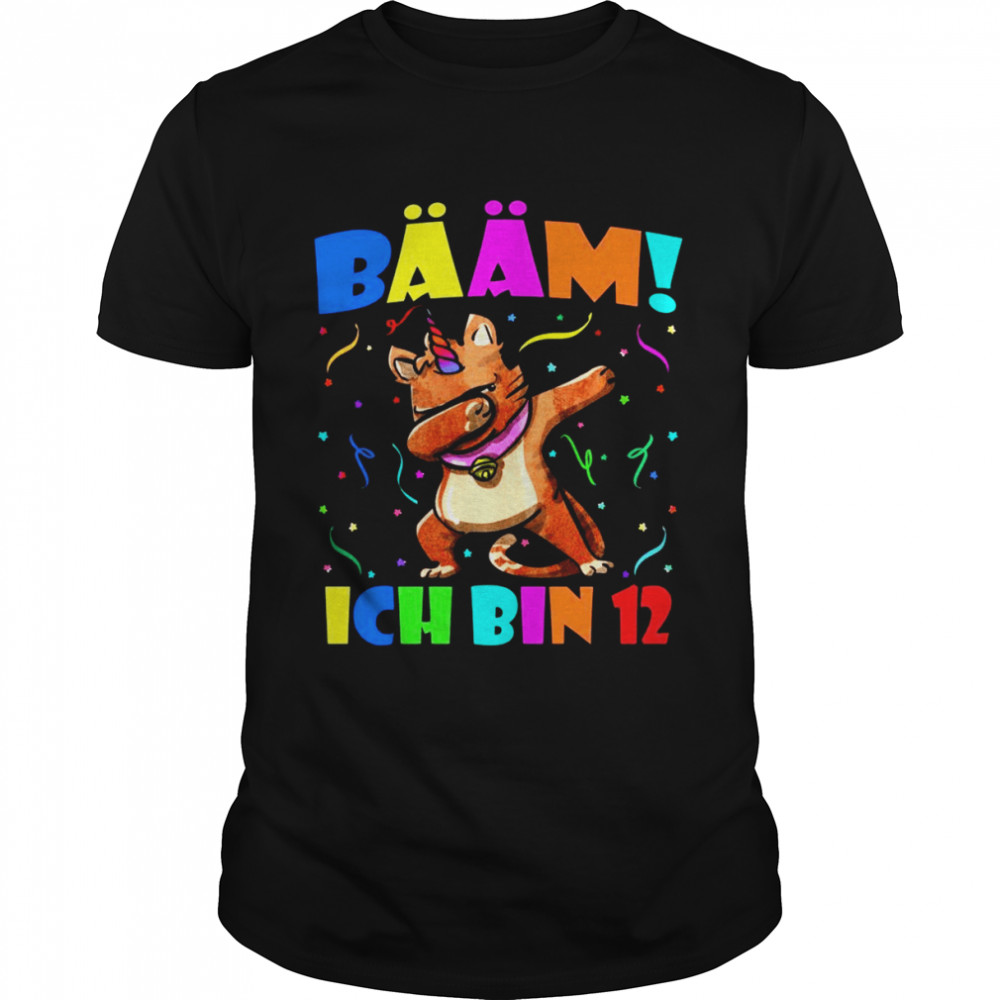 Dabbing Caticorn Bääm Ich Bin 12 12th Birthday Party Shirt