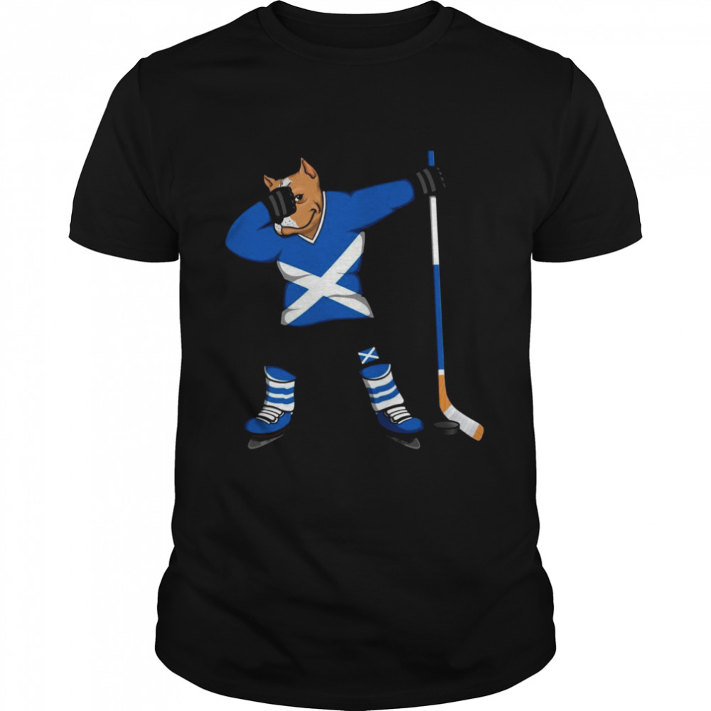 Dabbing Pitbull Scotland Ice Hockey Fans Jersey Winter Sport Shirt