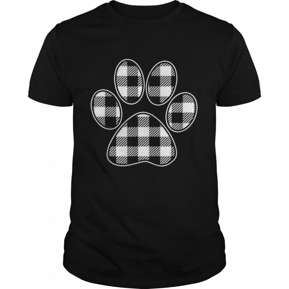 Black White Buffalo Plaids Pet Dog Cat Paw Pattern Christmas Shirt