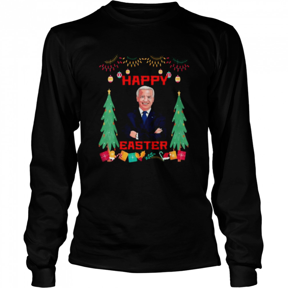 Happy Easter Joe Biden Santa Confused Ugly Christmas Tee  Long Sleeved T-shirt