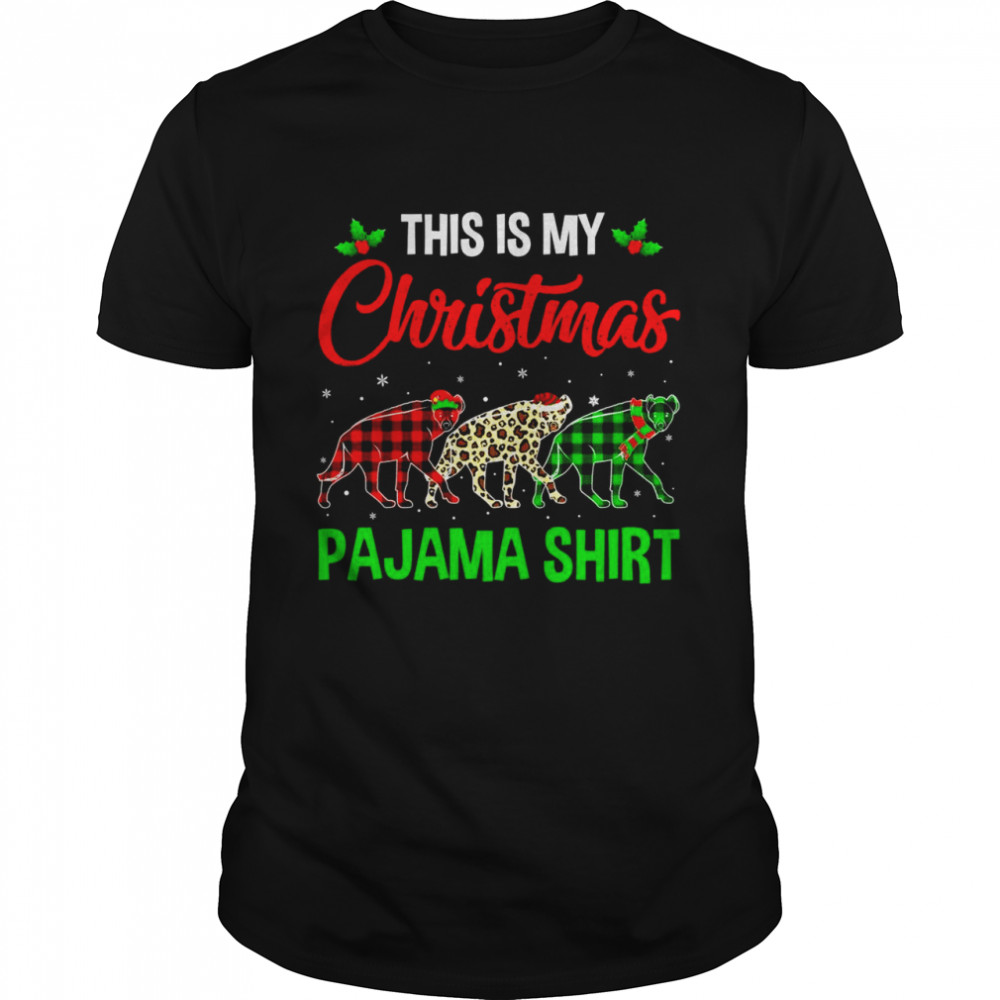 Hyena Christmas Tree Lights Animals Xmas Pajama Shirt