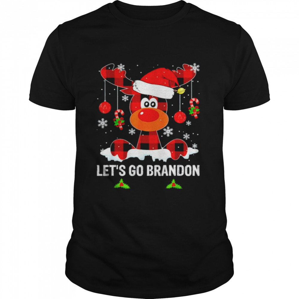 Lets Go Biden Brandon Buffalo Red Plaid Reindeer Christmas Shirt