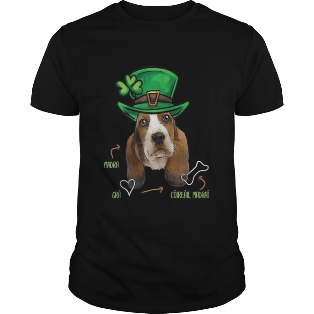 St Patricks Day Basset Hound Dog, Gaelic Irish Shirt