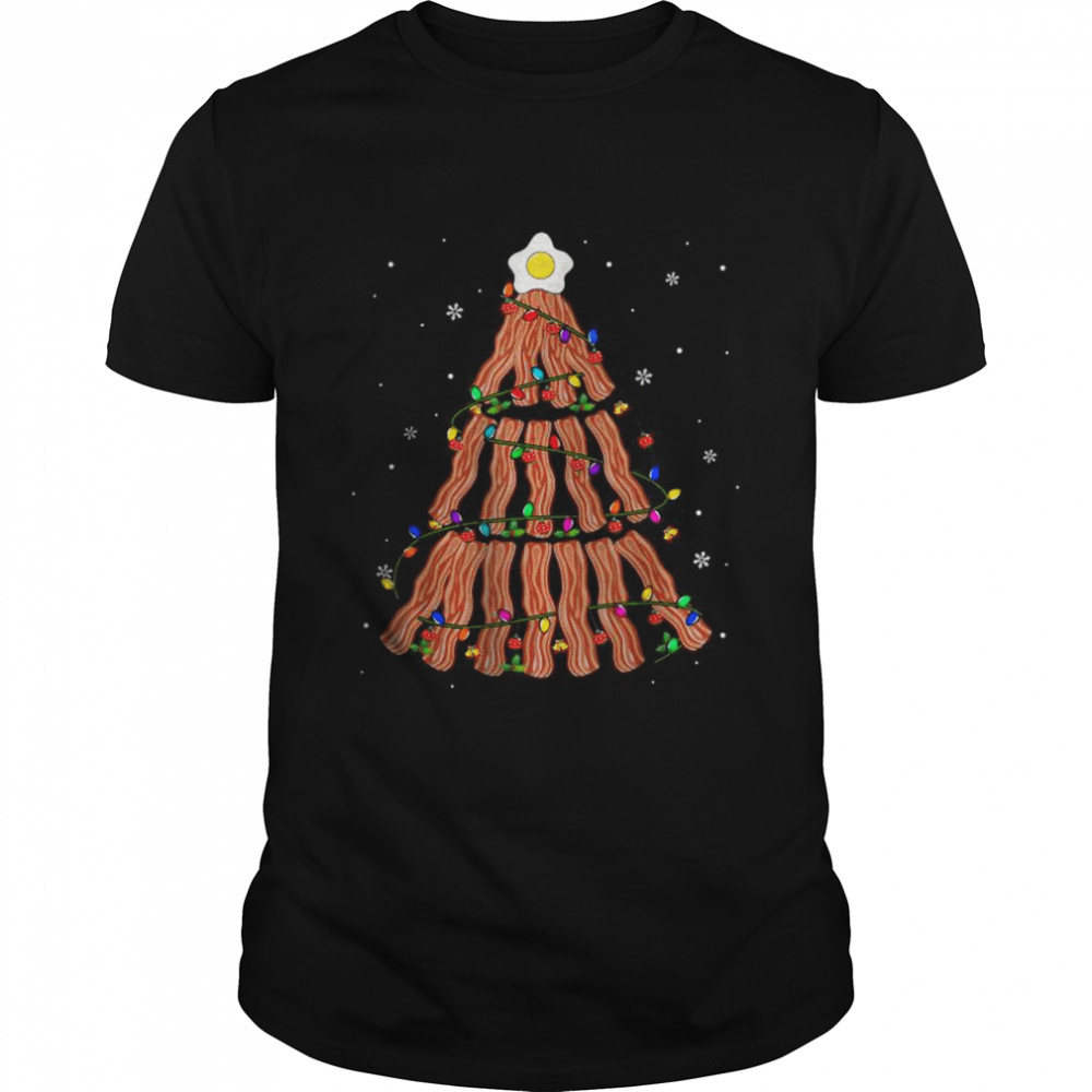 Bacon Christmas Tree Cute Christmas Lights Bacon Pork Food T-Shirt