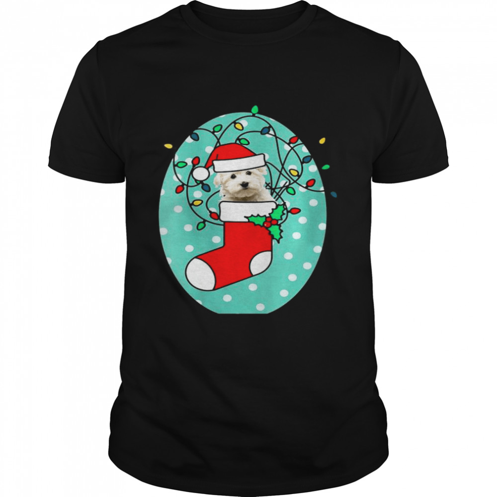 Christmas Stocking Dog Maltese Shirt