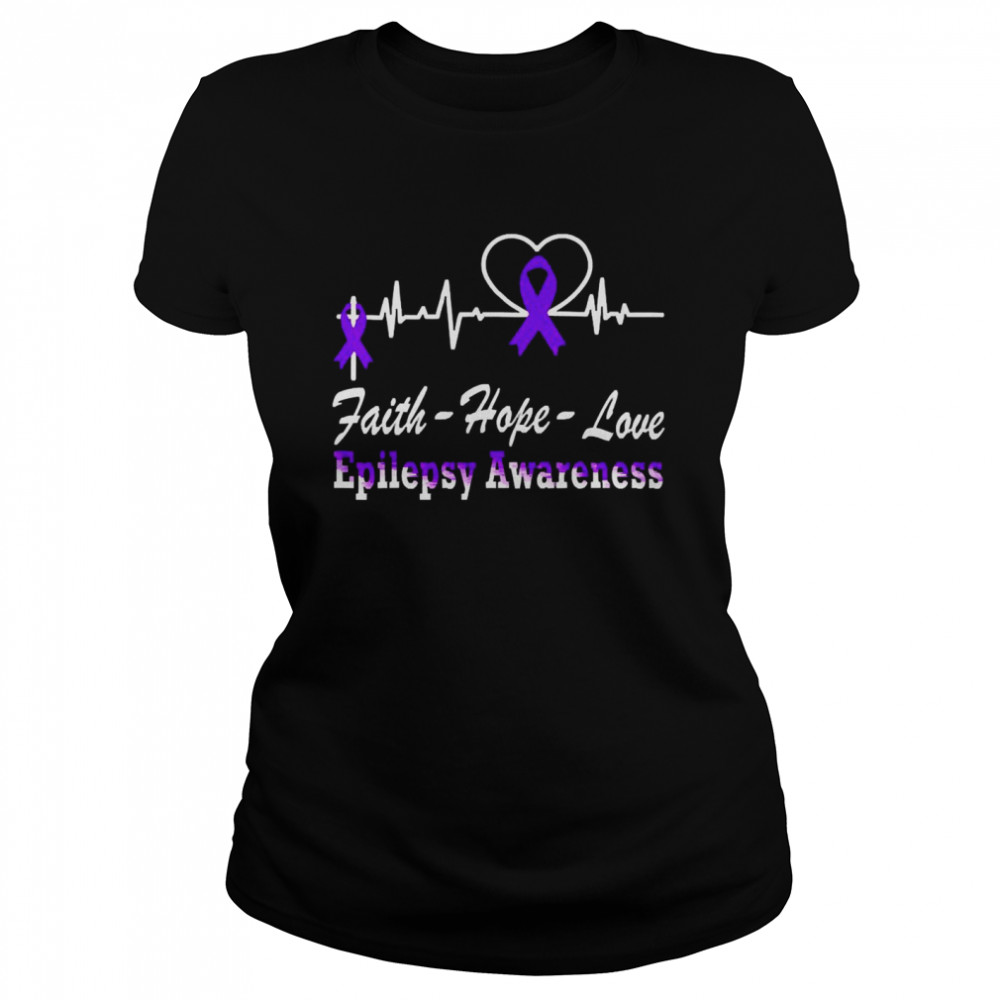 Epilepsie Bewusstsein Mit Violettem Band Epilepsie Christliches Kreuz  Classic Women's T-shirt