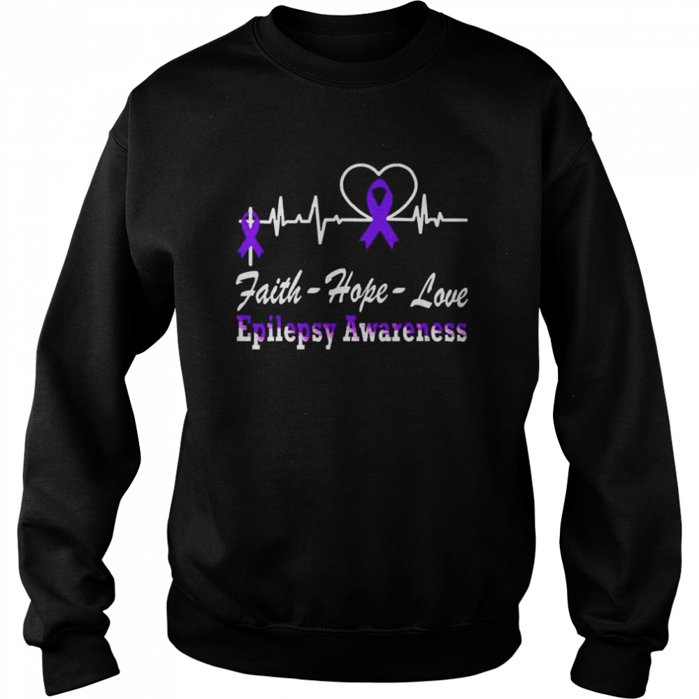 Epilepsie Bewusstsein Mit Violettem Band Epilepsie Christliches Kreuz  Unisex Sweatshirt