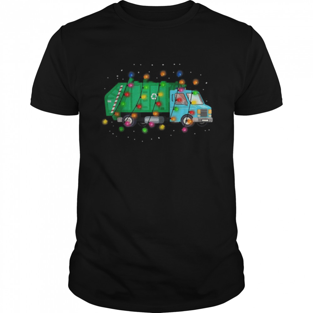 Garbage Car Boys Christmas Lights Tree Merry Christmas T-Shirt