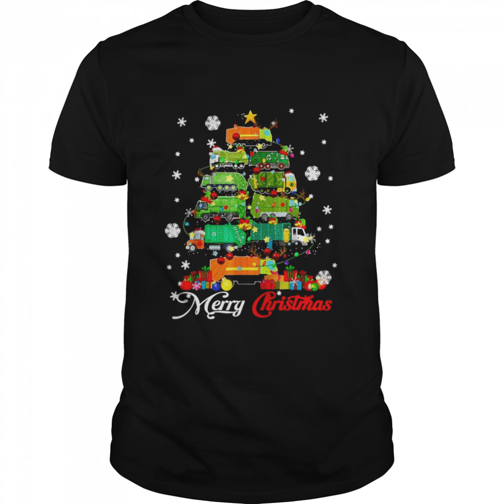 Merry Christmas Santa Reindeer ELF Garbage Truck Xmas Tree Sweater Shirt