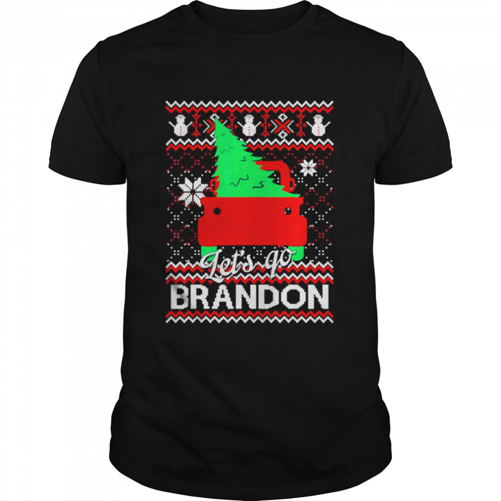 Red Truck Let’s Go Brandon Ugly Christmas Tree Sweater T-Shirt