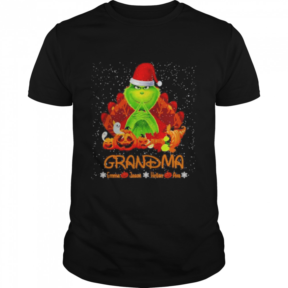 Santa Grinch grandmas emma jason helen ava christmas shirt