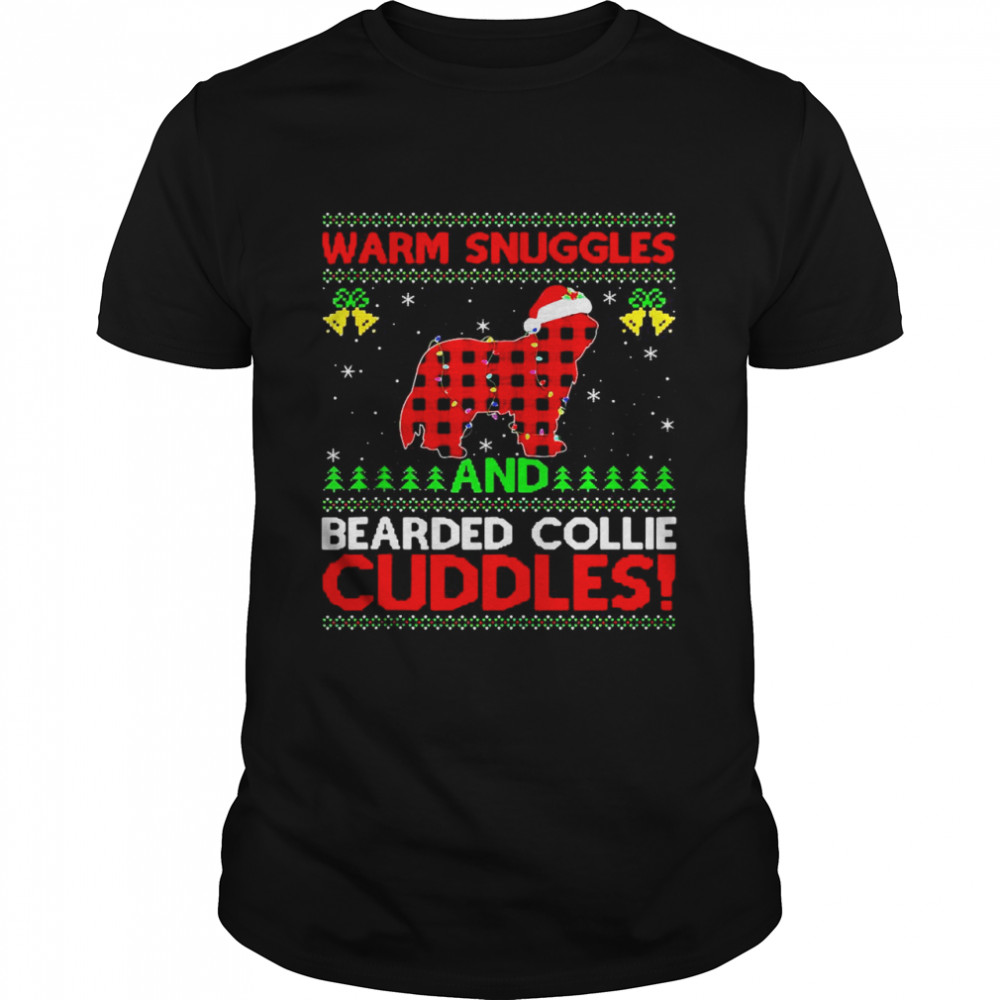 Warm Snuggles And Cuddles Ugly Bearded Collie Christmas Sweater Shirt