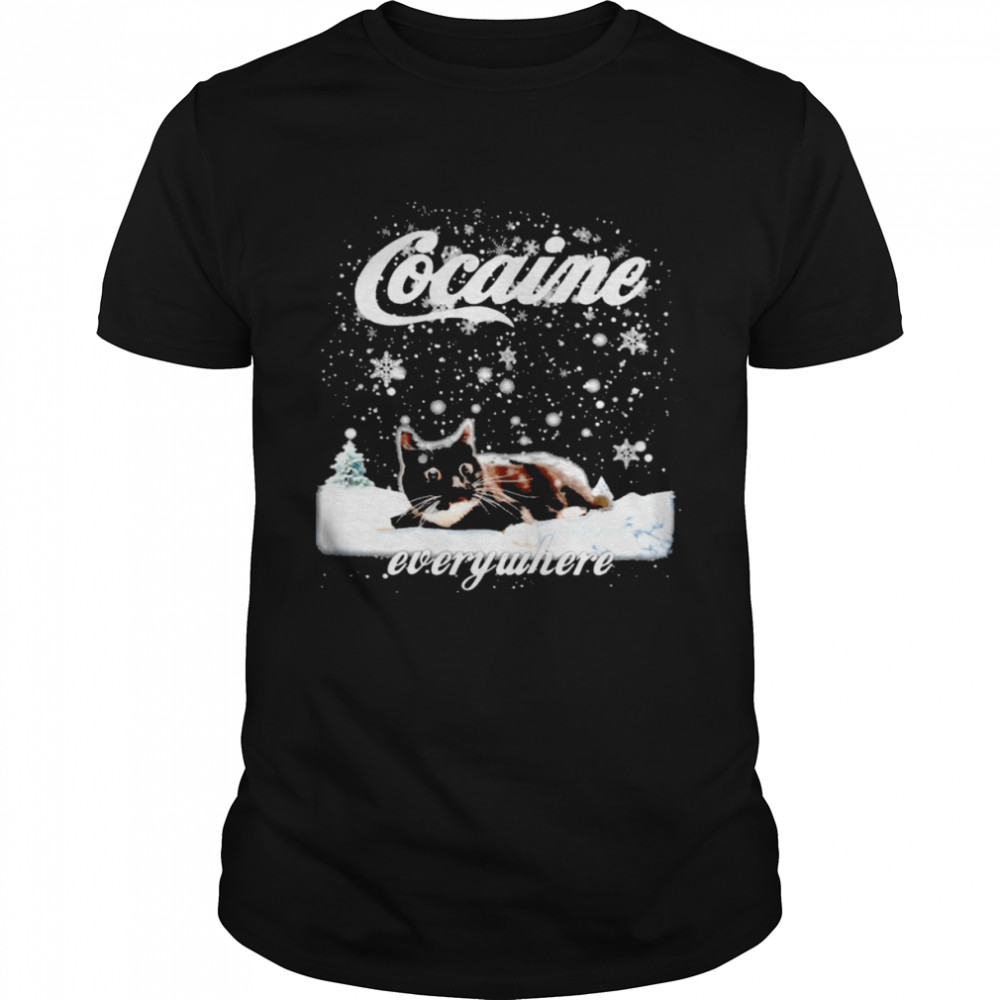 Cat Cocaine Everywhere Snow Christmas Sweater