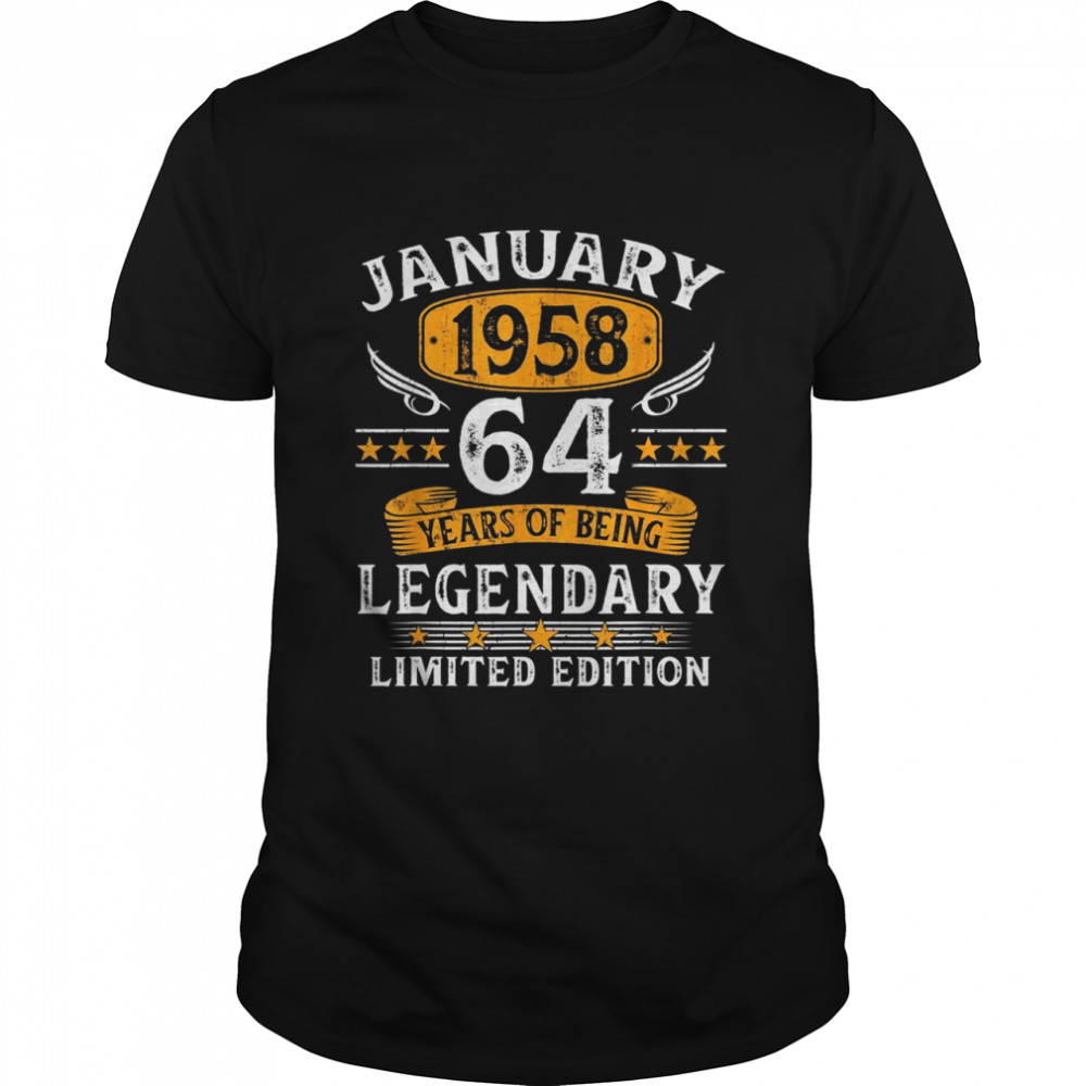 January 1958 64 Year Olds 64th Birthday Shirt