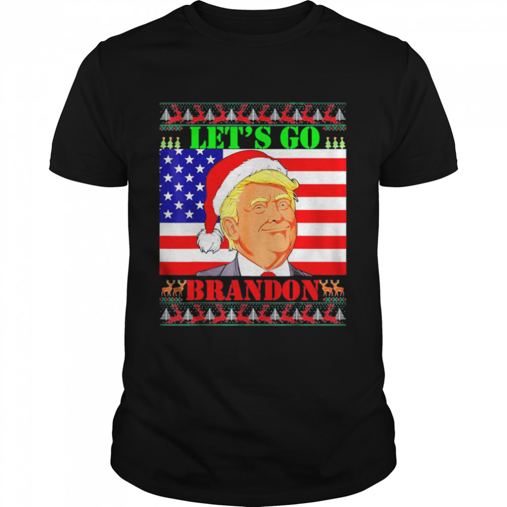 Let’s Go Brandon Trump Ugly Christmas Sweater Usa Flag T-Shirt