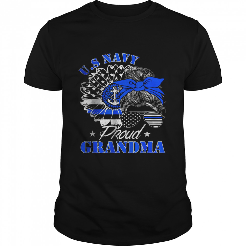 Proud Coast Guard Grandma Shirt US Navy Messy Bun Hair T-Shirt