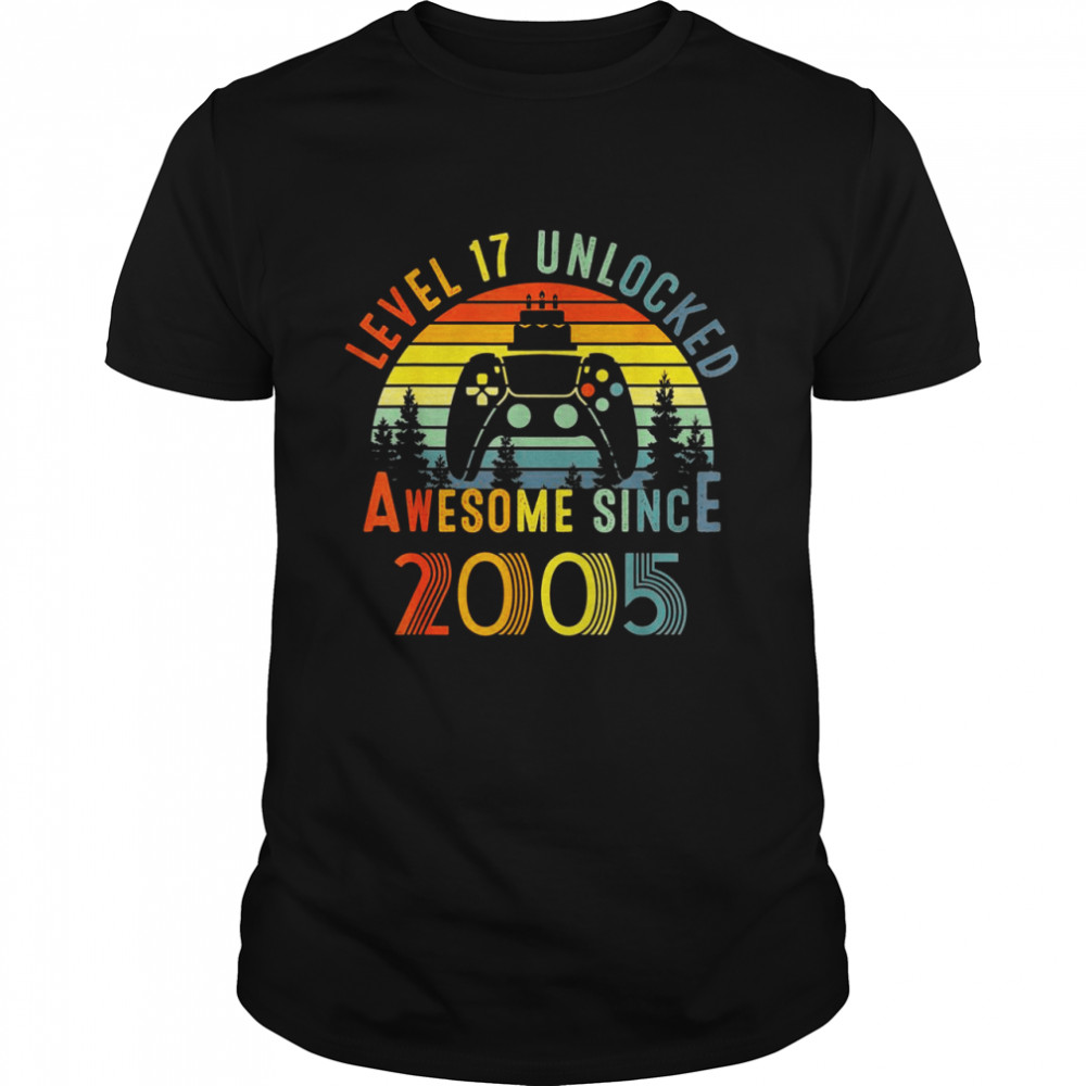 Retro Vintage Awesome 2005 Birthday Level 17 Unlocked Shirt