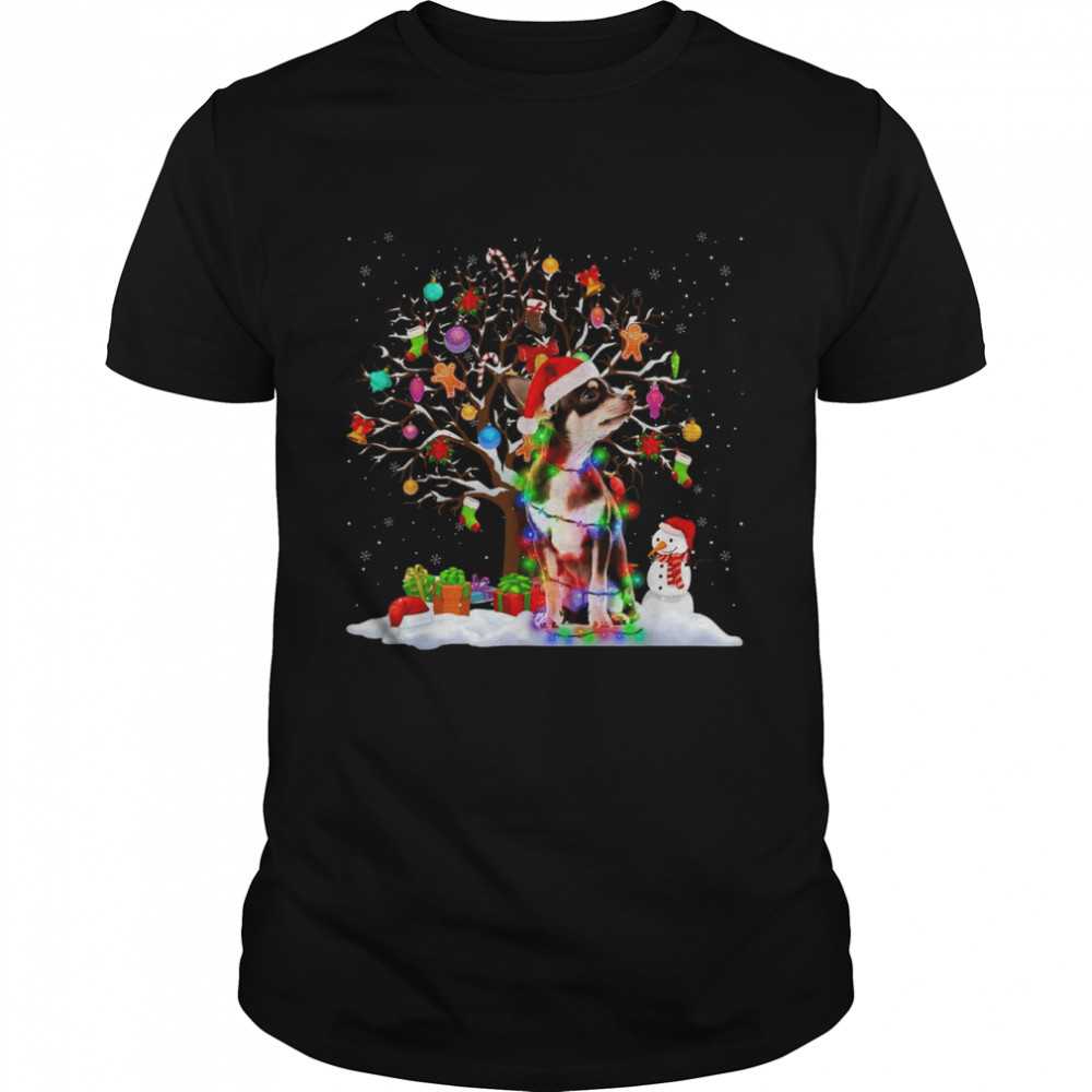 Santa Chihuahua Dog Wearing Christmas Hat Shirt