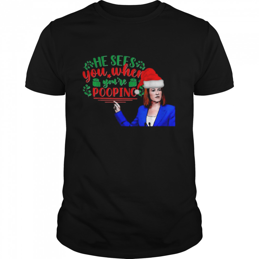 Santa Kamala Harris he sees you when you’re pooping Christmas shirt