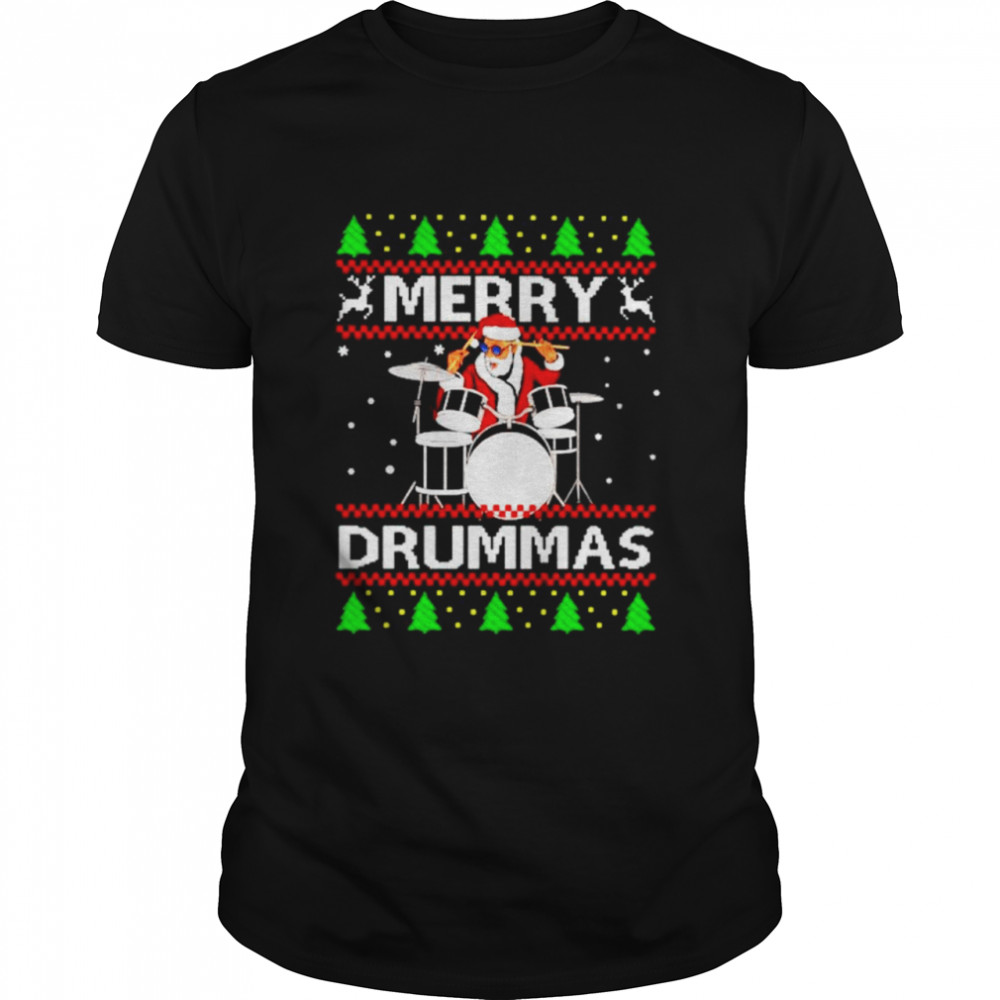 Santa Playing drum Merry Drummas shirt
