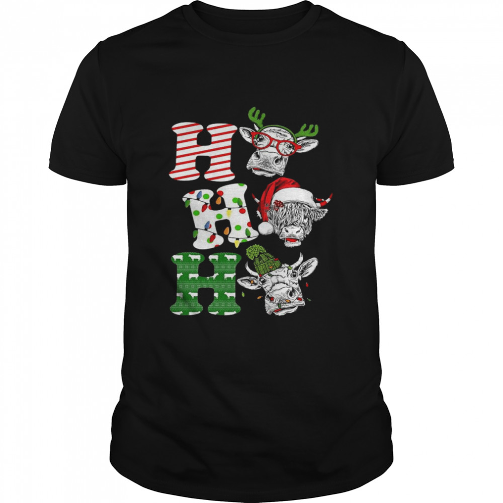 Santa Reindeer Cows ho ho ho Christmas shirt