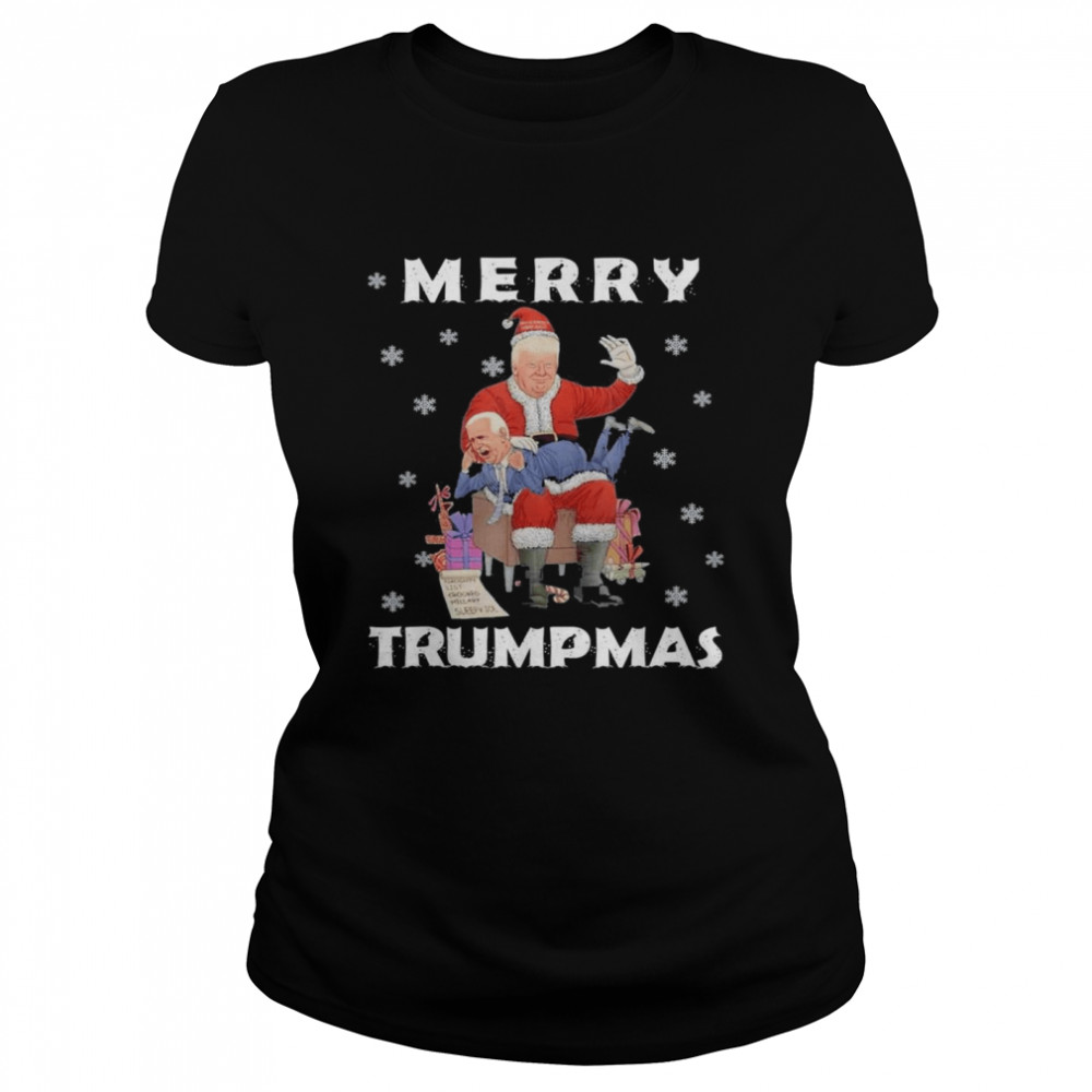 Santa Trump Hit Biden Merry Trumpmas Christmas Pajama T- Classic Women's T-shirt