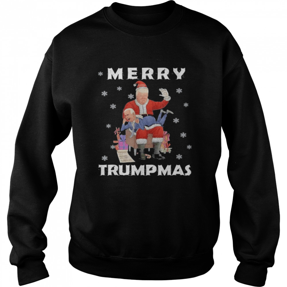Santa Trump Hit Biden Merry Trumpmas Christmas Pajama T- Unisex Sweatshirt